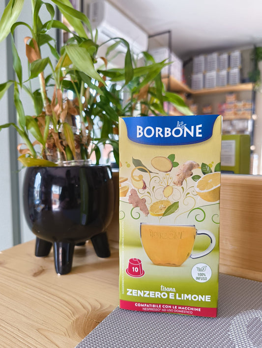 10 Capsule Borbone COMPATIBILI con macchine Nespresso® ad uso domestico - ZENZERO E LIMONE