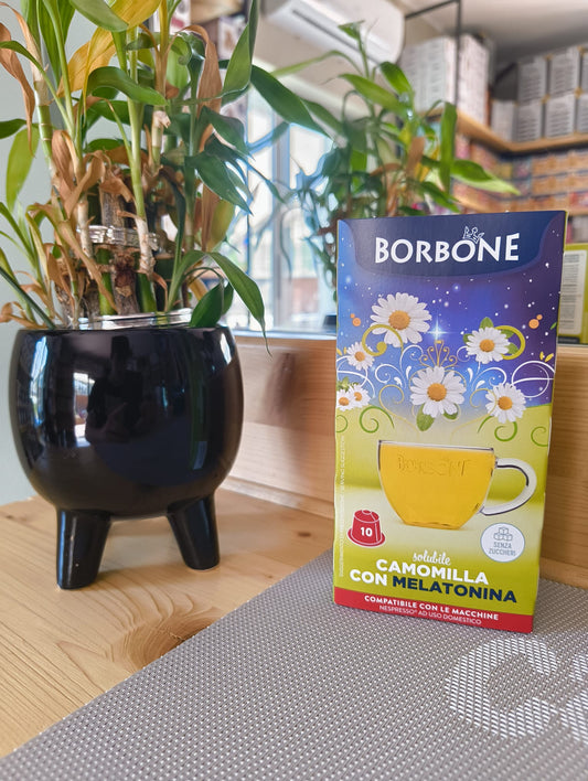 10 Capsule Borbone COMPATIBILI con macchine Nespresso® ad uso domestico - solubile CAMOMILLA CON MELATONINA